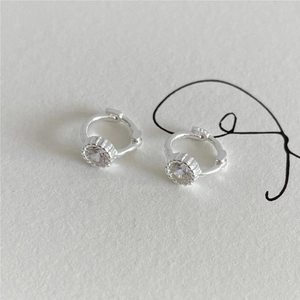 Elegant S925 sterling silver huggie earrings with a brilliant round cubic zirconia stone