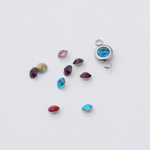 Connecteurs de pierre de naissance en acier inoxydable avec cristaux pour bijoux DIY