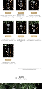 Detailed specs of acrylic Christmas ornaments featuring snowflakes and icicle pendants