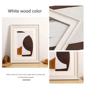Gros plan des coins du cadre en bois blanc et textures d'art abstrait géométrique