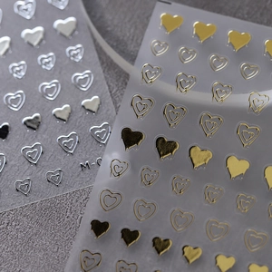 3D Metallic Heart Nail Art Stickers Gold Silver Hollow Solid Love Shape Self Adhesive Decals For Women DIY Manicure Decoration