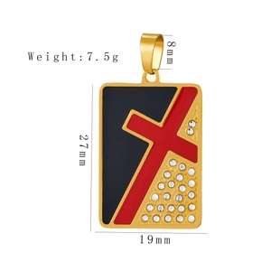 Gold stainless steel rectangle pendant with tree of life pattern and sparkling crystals