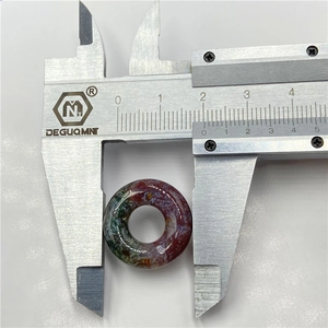 Measuring the 20mm diameter of a natural agate abacus bead with a digital caliper