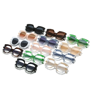 Chic irregular geometric sunglasses collection with colorful frames and UV protection