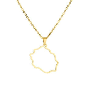 Golden Reunion Island map pendant necklace in polished stainless steel for men and women