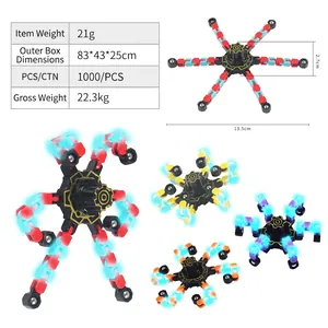 Mechanical fidget spinner toy for kids in four colors with DIY deformable limbs and 13.5cm size