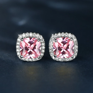 Halo Stud Earrings Copper With Colorful Zircon Cubic Zirconia Classic Elegant Wedding Engagement Jewelry For Women