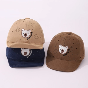 Cappello Da Baseball Neonato Bordo Morbido Ricamo Orso Misto Cotone Pois Cappello Da Sole Bambini