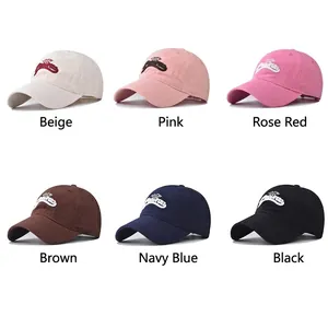Classic cotton baseball caps in six colors with minimalist 3D embroidered lettering
