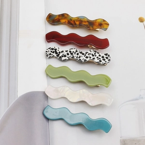 Wave Shape Hair Clip Acetate Seamless No Mark Fashion Hairpin Headwear For Women Alloy Metal Base