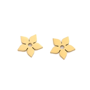 Golden stainless steel five-petal flower charms for DIY jewelry making and pendants