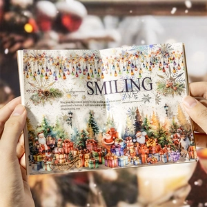 Nastro adesivo PET natalizio con Babbo Natale retrò e regali per decorazione fai-da-te