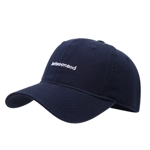 Classic navy blue cotton baseball cap featuring white 'betweenaod' letter embroidery