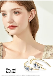 Detail of S925 sterling silver drop earrings with graduated round-cut moissanite stones