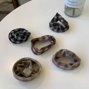 Plaid Fabric Scrunchies Retro Checkered Elastic Hair Ties Sweet Autumn Winter Hair Accessories For Women