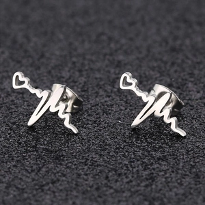 Minimalist Stainless Steel EKG Heartbeat Heart Stud Earrings For Women Electroplated Fashion Daily Jewelry Earrings