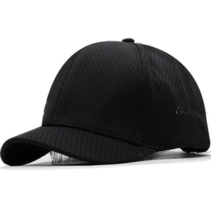 Short brim black mesh baseball cap featuring breathable fabric for summer outdoor sports