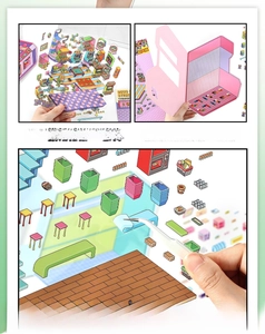 Close-up of retro pixel-style PET stickers with white ink process and 3D scene cards