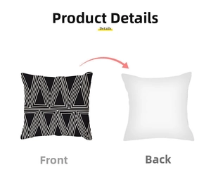 Detailed comparison of the geometric triangle pattern on front and plain back of the pillow cover