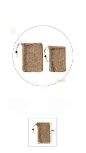 Detailed size chart of natural linen foaming soap bag with wood bead drawstring closure