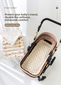 Detail of soft minky dot fabric and cute printed patterns on baby stroller cushion liners