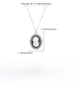 Detailed dimension guide for vintage relief cameo pendant with alloy material and weight specs