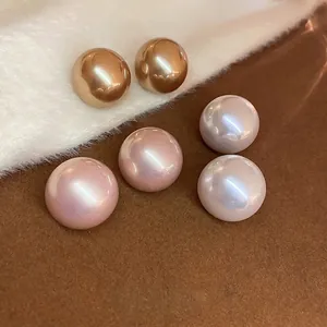Orecchini A Lobo Grandi A Sfera Con Perno In Argento Lega Perla Artificial Sintetica Gioielli Di Moda Minimalisti Da Donna