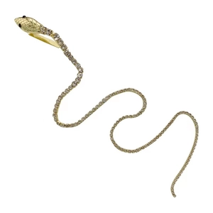 Golden snake hair clip with sparkling rhinestones and black eyes on white background