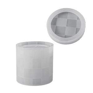 Stampo in silicone a scacchi cilindrico per contenitori in resina fai-da-te con coperchio