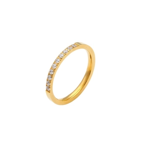 Bague minimaliste en acier inoxydable plaqué or 18 carats avec pierres zircon