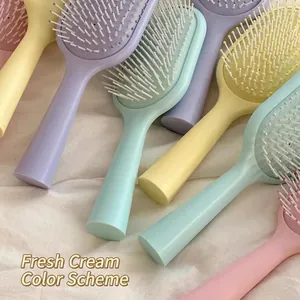 Pastel macaron color hair massage comb set with anti-static bristles for scalp care