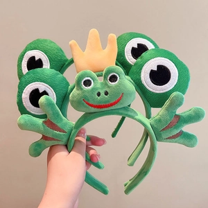 Handmade Cartoon Frog Eyes Headband Plush Knitted Wool Hairband Face Washing Makeup Hair Hoop Accessories For Girls Kids