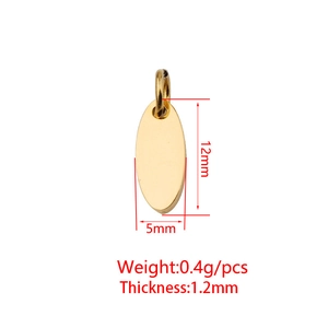 Goldener ovaler Edelstahl-Anhänger 12x5mm mit Ring für individuelle Gravuren