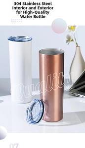 Détail du gobelet mince 20oz en acier inoxydable 304 à double paroi avec couvercle clair