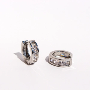Classic silver hoops for women with small sparkling cubic zirconia pavé settings