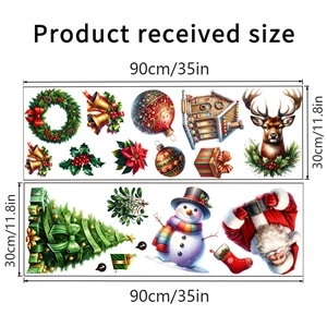 Detailed flat layout of Christmas wall stickers featuring Santa and reindeer motifs