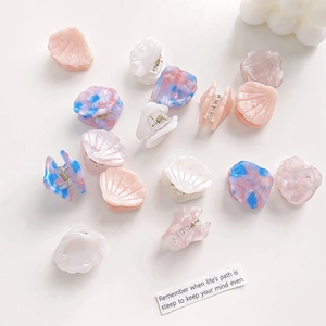 Mini Shell Hair Claw Clip Cellulose Acetate Marble Texture Small Side Clip Bangs Hairpin For Women Girls Sweet Style