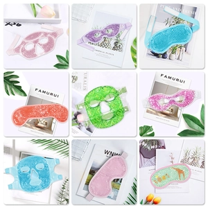 Reusable PVC gel eye mask set for hot and cold therapy in multiple colors and patterns