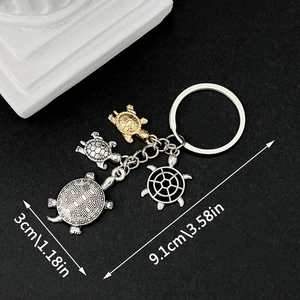 Ancient Silver KC Gold Sea Turtle Keychain Zinc Alloy Multi Turtle Pendant Nautical Keyring For Car Bags Unisex Jewelry Gift