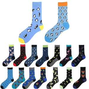 Novelty Animal Crew Socks Soft Cotton Blend Cartoon Penguin Fox Jacquard Casual Fun Pattern For Men Women
