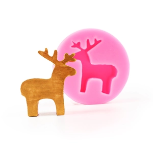 DIY Christmas elk silicone mold with finished golden reindeer decor for cake and resin craft