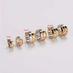 Minimalist double-layer stainless steel earrings set in 11mm and 13mm diameter