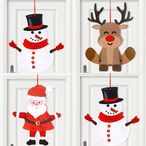 Christmas Hanging Ornaments Felt Cartoon Santa Snowman Reindeer Movable Joints Pendant For Holiday Party Home Wall Decor