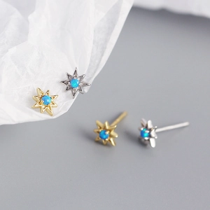 Orecchini a perno in argento S925 con opale a stella in oro e argento per donna