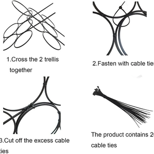 Garden metal trellis for climbing plants with 20 ties and step-by-step assembly guide