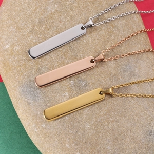 Collane con pendente a barra in acciaio inossidabile lucido in argento, oro e oro rosa
