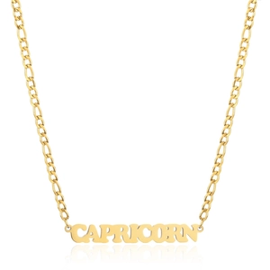 18K gold-plated stainless steel Capricorn constellation necklace with Figaro chain