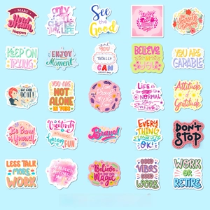 50pcs cute pink inspirational English quote stickers for laptop waterproof PVC decals