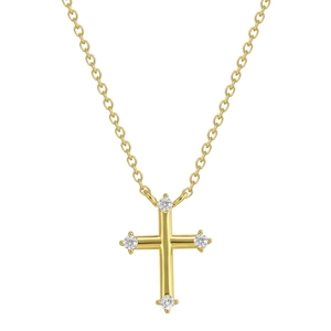Elegant gold S925 sterling silver cross necklace with sparkling zircon stones