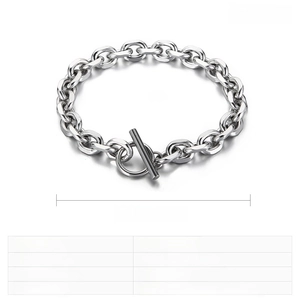 Detail view of stainless steel OT buckle chain bracelet with 200mm length and 8mm width